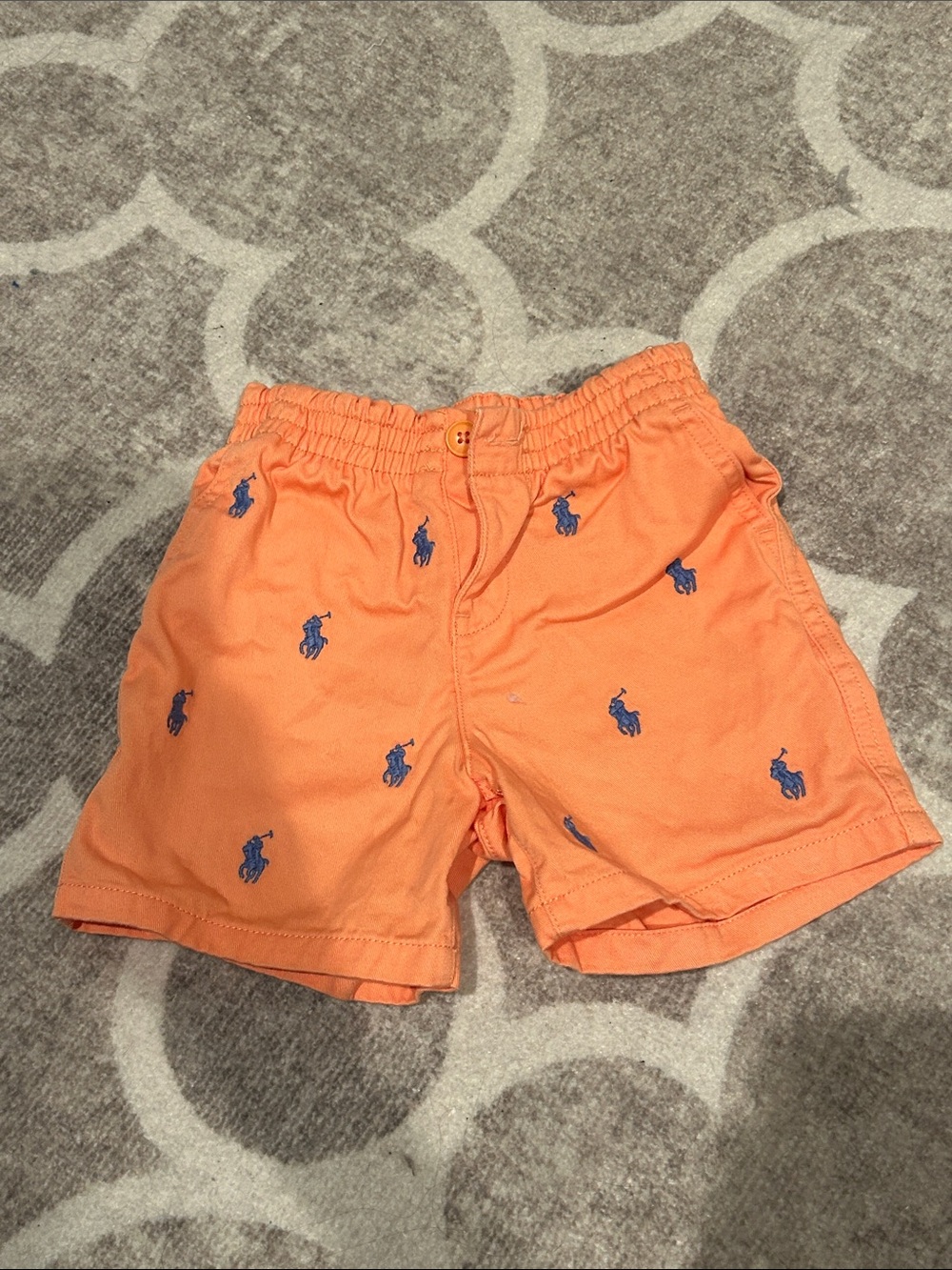 Ralph Lauren Orange Shorts with Blue Polo Player Embroidery